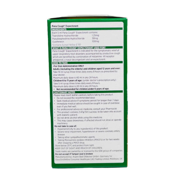 Pana Cough Wet Cough & Cold Expectorant Syrup 200ml