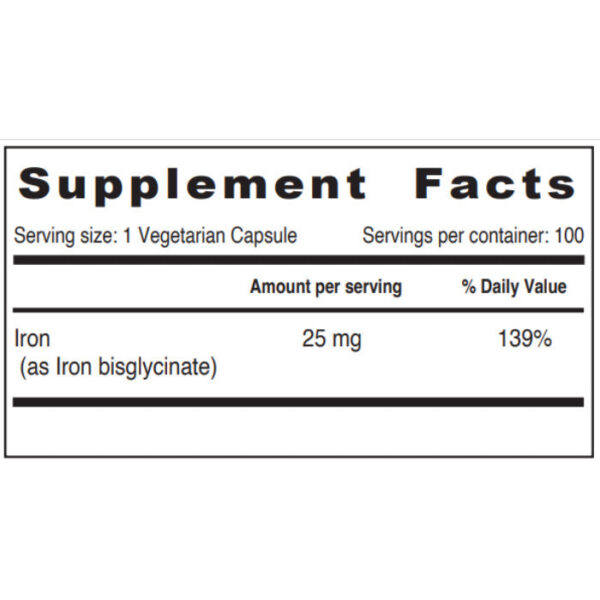 Sunshine Nutrition Iron 25 Mg Capsules 100'S