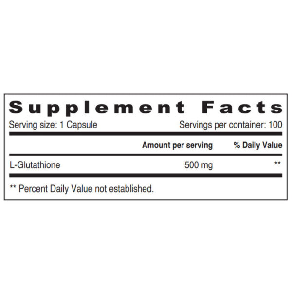 Sunshine Nutrition L-Glutathione 500 mg Vegetarian Capsules 100's