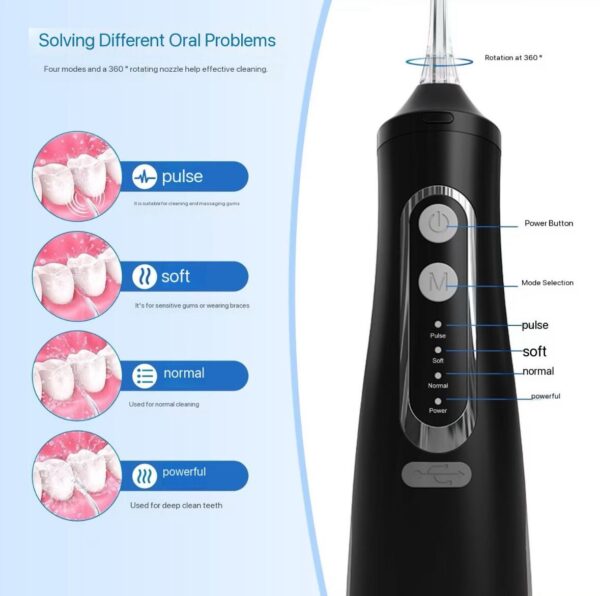 Oral Irrigator, Rechargeable Flossing Waterproof Water Flosser for Travel & Home (white)