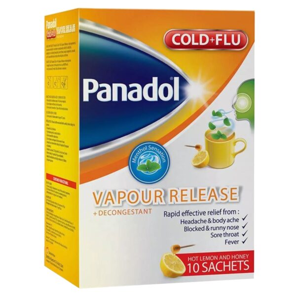 Panadol Cold and Flu Hot Lemon And Honey Vapour Release Sachets 10's