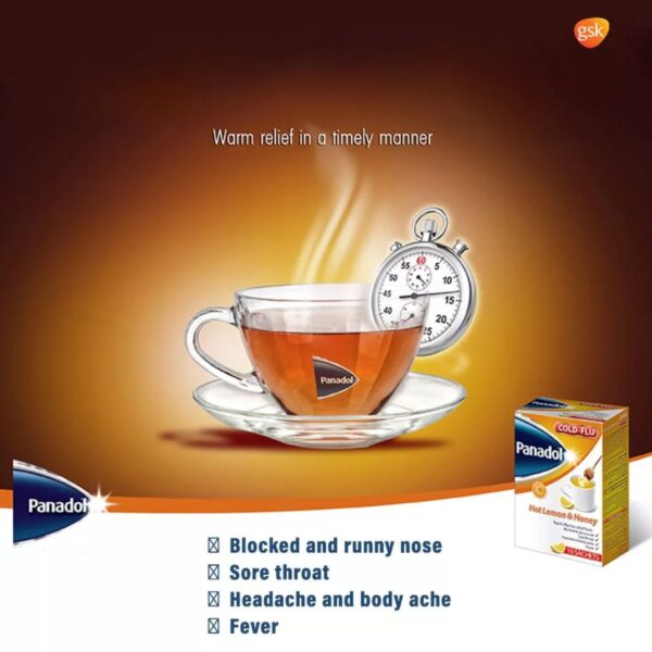 Panadol Cold and Flu Hot Lemon And Honey Vapour Release Sachets 10's