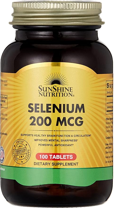 Sunshine Nutrition Selenium 200 Mcg, 100 Tablets