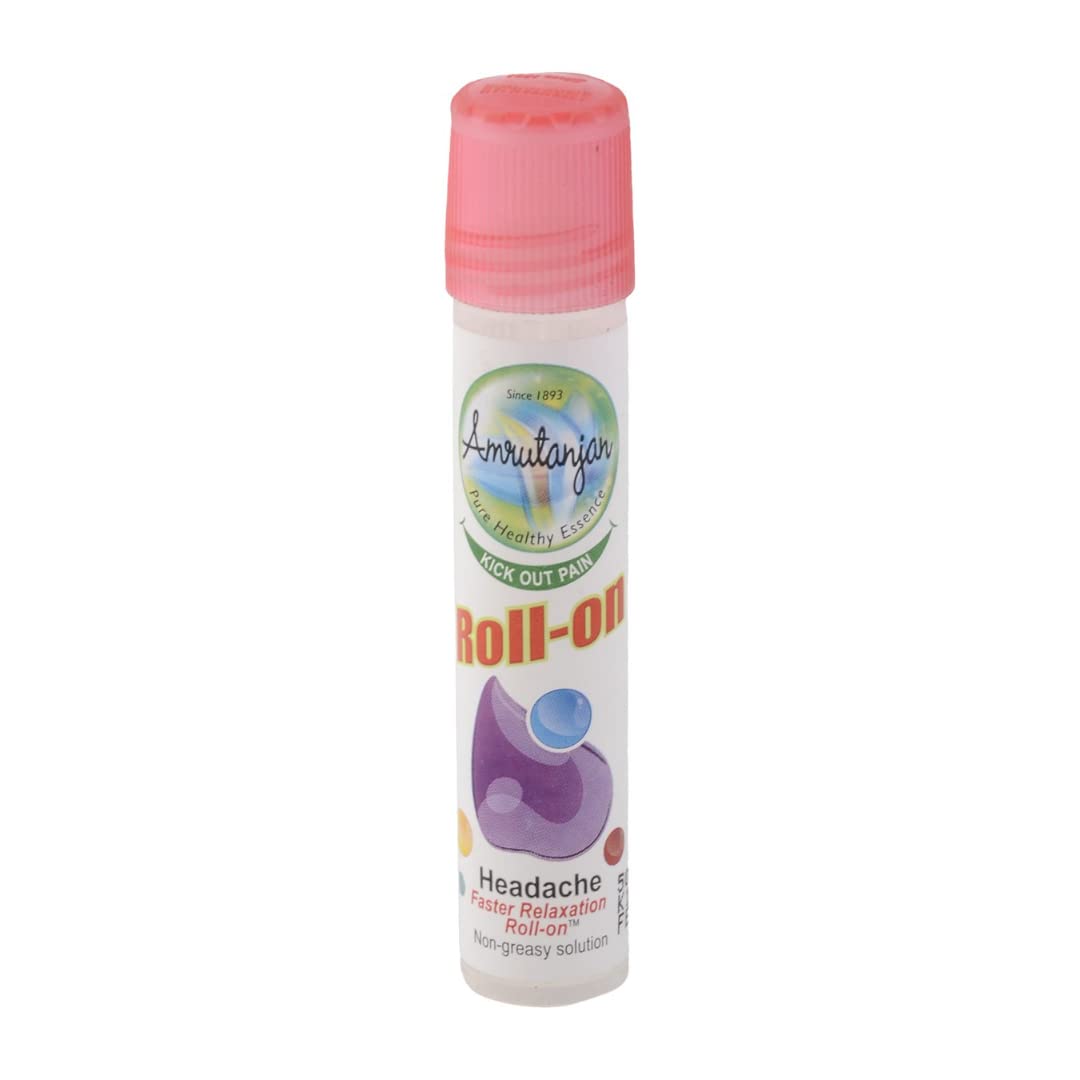 Pack De 5 Roll-on Amrutanjan - 5 Ml Chacun, Pour Maux De Tête Et Congestion Nasale, Ingrédients Naturels