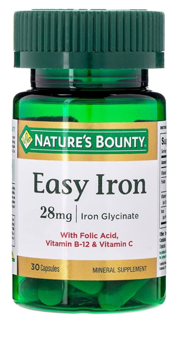 Nature's Bounty Easy Iron, 28 Mg, 30 Capsules