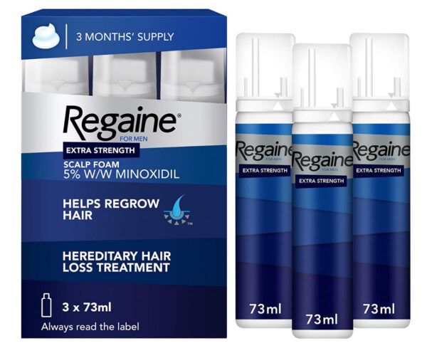 Regaine for Men Hair Loss & Hair Growth Scalp Foam Treatment with Minoxidil, 3 Month Supply,3 Units x 73 ml
