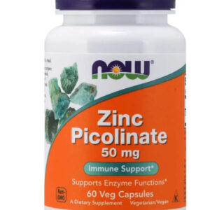 Now Zinc Supplement Capsules, 50mg Zinc Picolinate For Immune Support, Pack of 60's