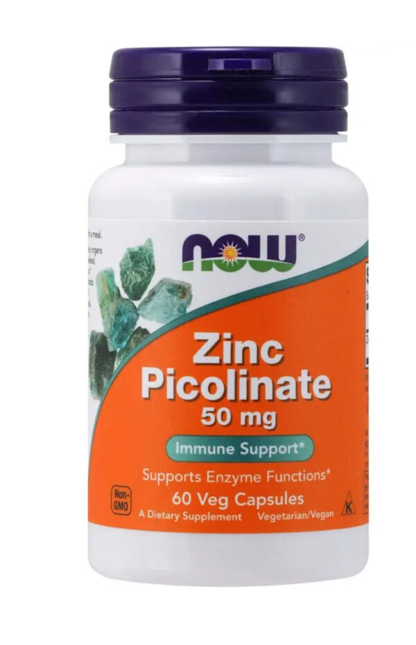 Now Zinc Supplement Capsules, 50mg Zinc Picolinate For Immune Support, Pack of 60's