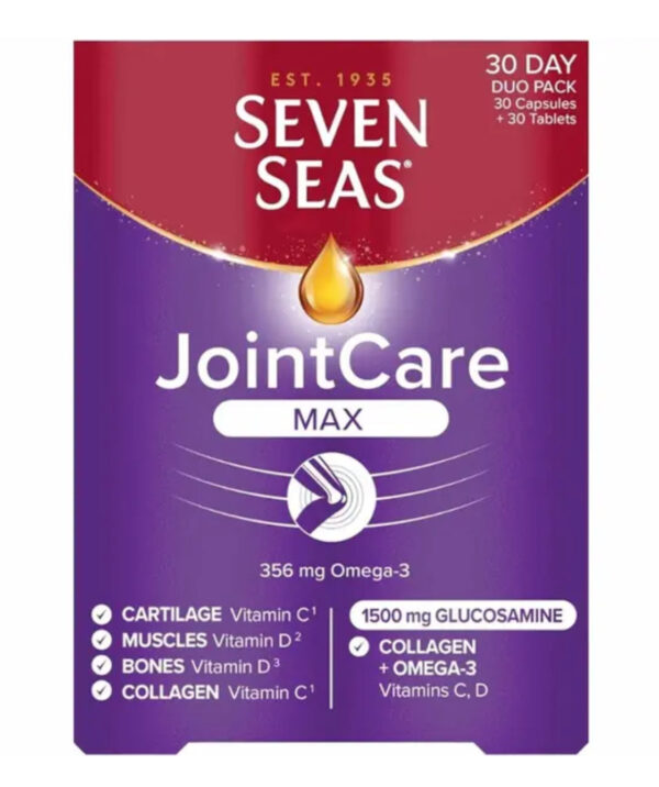 Seven Seas Joint Care Max With Glucosamine & Omega-3, Dual Pack of Tablets 30's + Capsules 30's