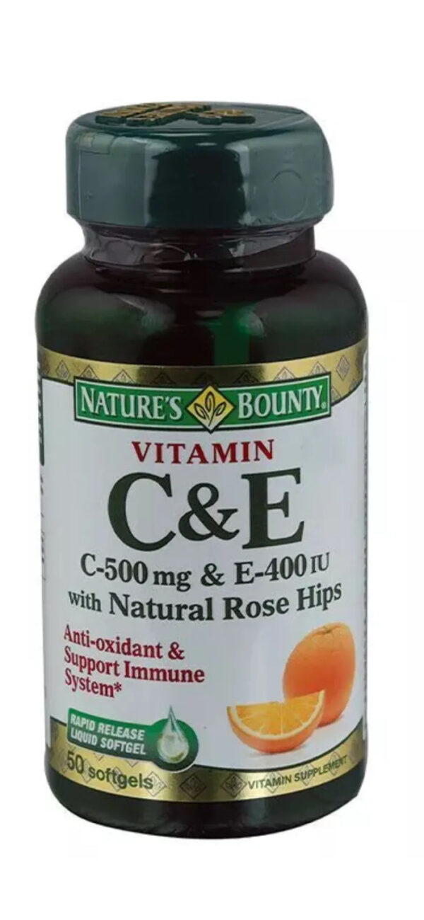 Nature's Bounty C & E With Rose Hips Softgels 50's