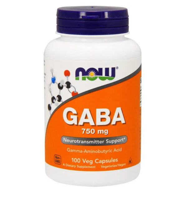 Now GABA Supplement 750 mg Capsules For Neurotransmitter Support, Pack of 100's