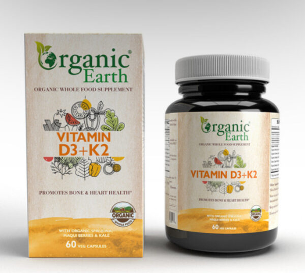 Organic Earth Vitamin D3+K2 60 Capsules