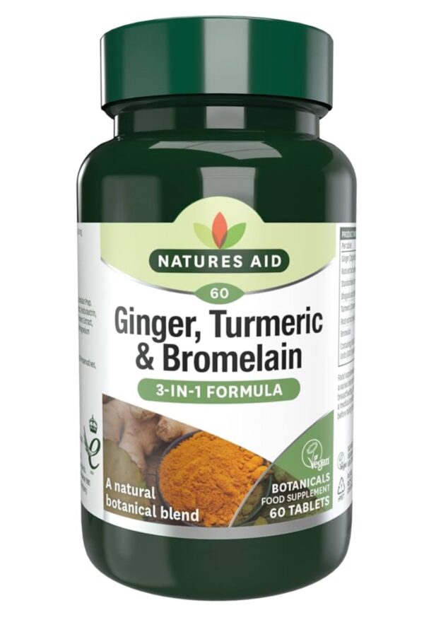 Natures Aid Ginger, Turmeric And Bromelain 60 Tablets