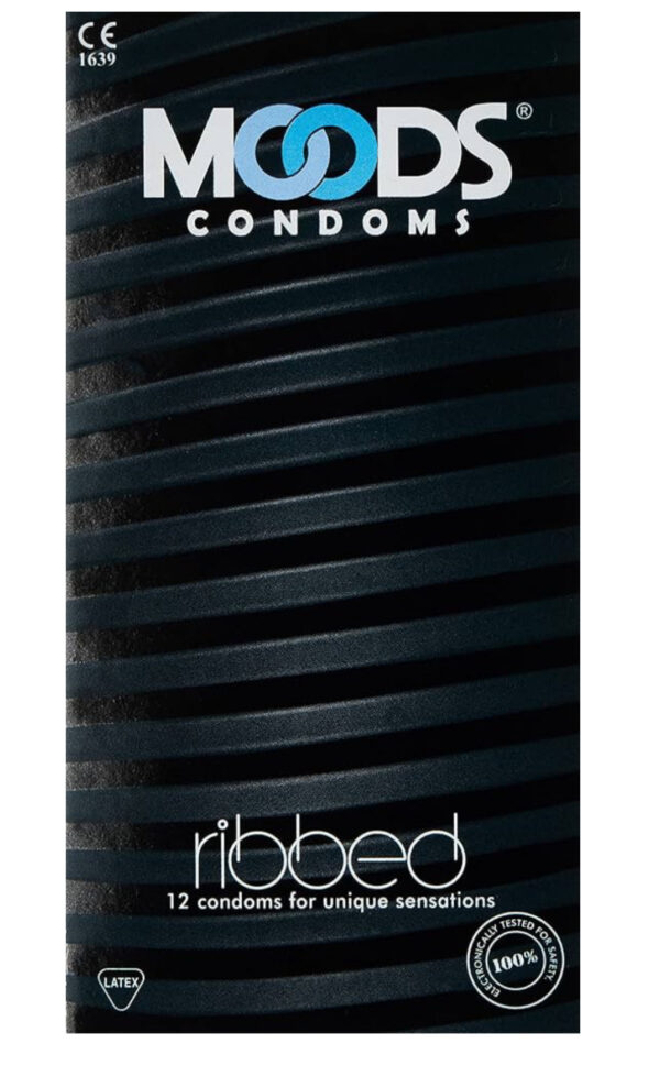 Moods Ribbed Condoms, 12 Pieces