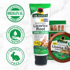 Dr.Davey Licorice Root Feet Repair Cream - For Dry And Cracked Feet Visible Results In 3 Days - Calms Inflammation - Moisturizes Softens Restores Comfort - 100 g