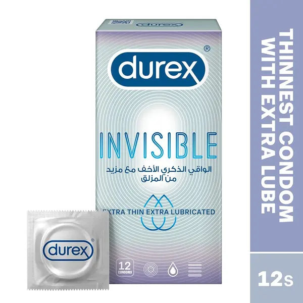 Durex Invisible Extra Thin Lubricated Condom, Pack of 12's