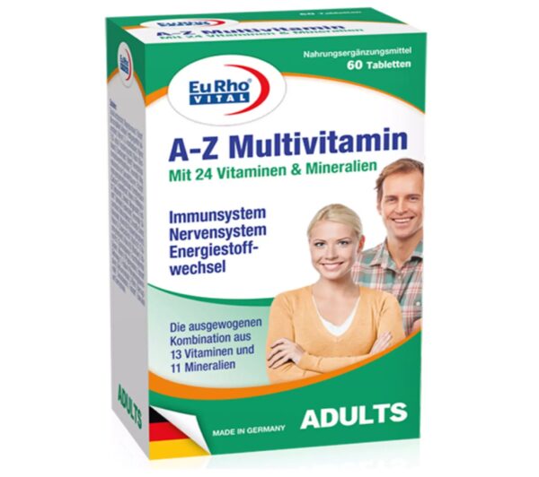 EuRho® Vital A-Z Multivitamin
With 24 vitamins & minerals