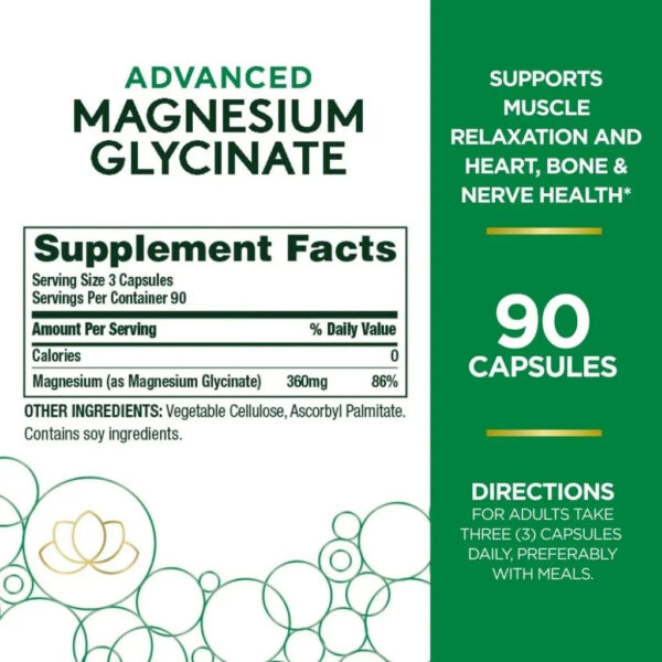 Nature's Bounty Advanced Magnesium Glycinate Capsules, Pack of 90's
