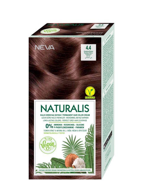Neva Naturalis Hair Color Cream Set, Chestnut Brown 4.4, Vegan