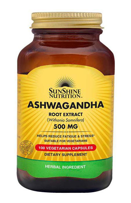 Sunshine Nutrition's Ashwagandha 500 mg Vegetable Capsules 100's