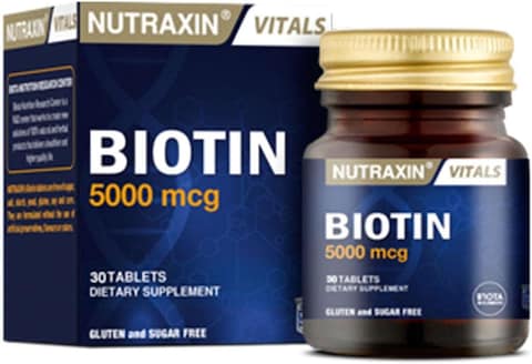 Nutraxin Biotin 5000 Mcg for Healthy Hair, Skin and Nail 30 Tablets