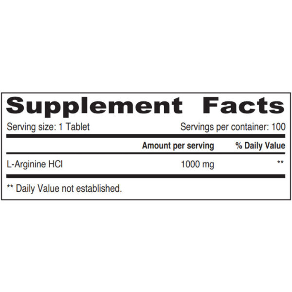 Sunshine Nutrition L-Arginine 1000mg Tabs 100's