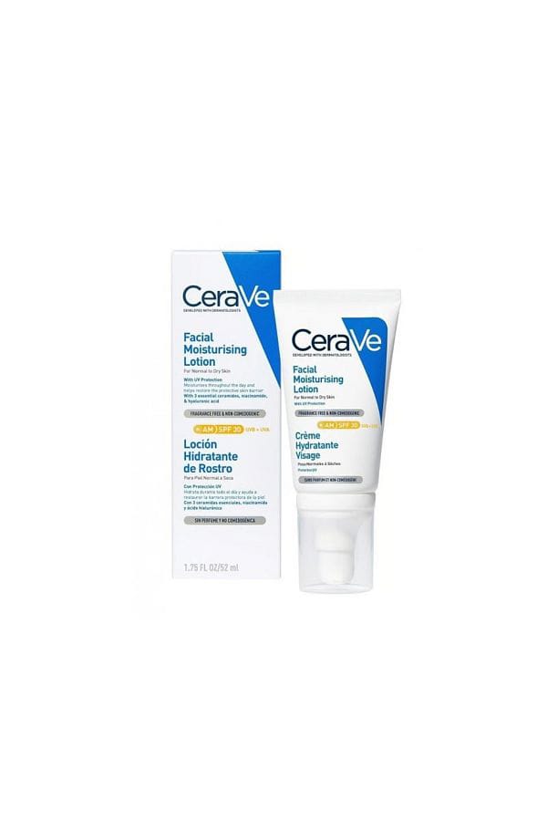 CeraVe AM Facial Moisturizing Lotion With UV Protection SPF30 For Normal To Dry Skin, Fragrance Free 52ml