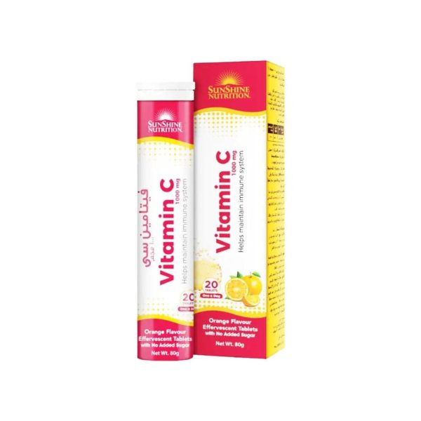 Sunshine Nutrition Vitamin C 1000 Mg Orange Flavour Effervescent 20 Tablets