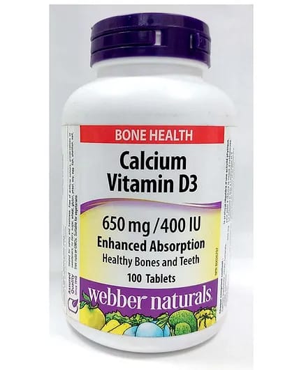 Webber Naturals - Calcium Vitamin D3 650mg/400 IU Tablets - 100pcs
