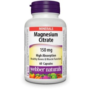 webber naturals Magnesium Citrate, 150 mg High Absorption, 60 Capsules