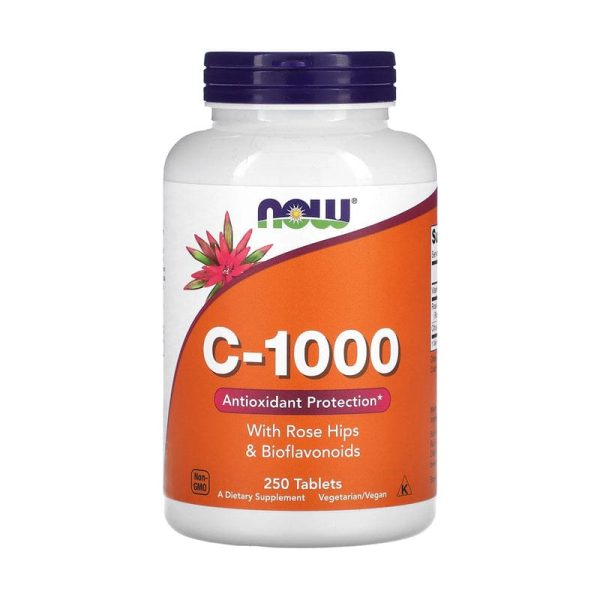 Now Vitamin C 1000mg Sustained Release Tablets With Rose Hips For Antioxidant Protection & Immune Support, Pack of 250's